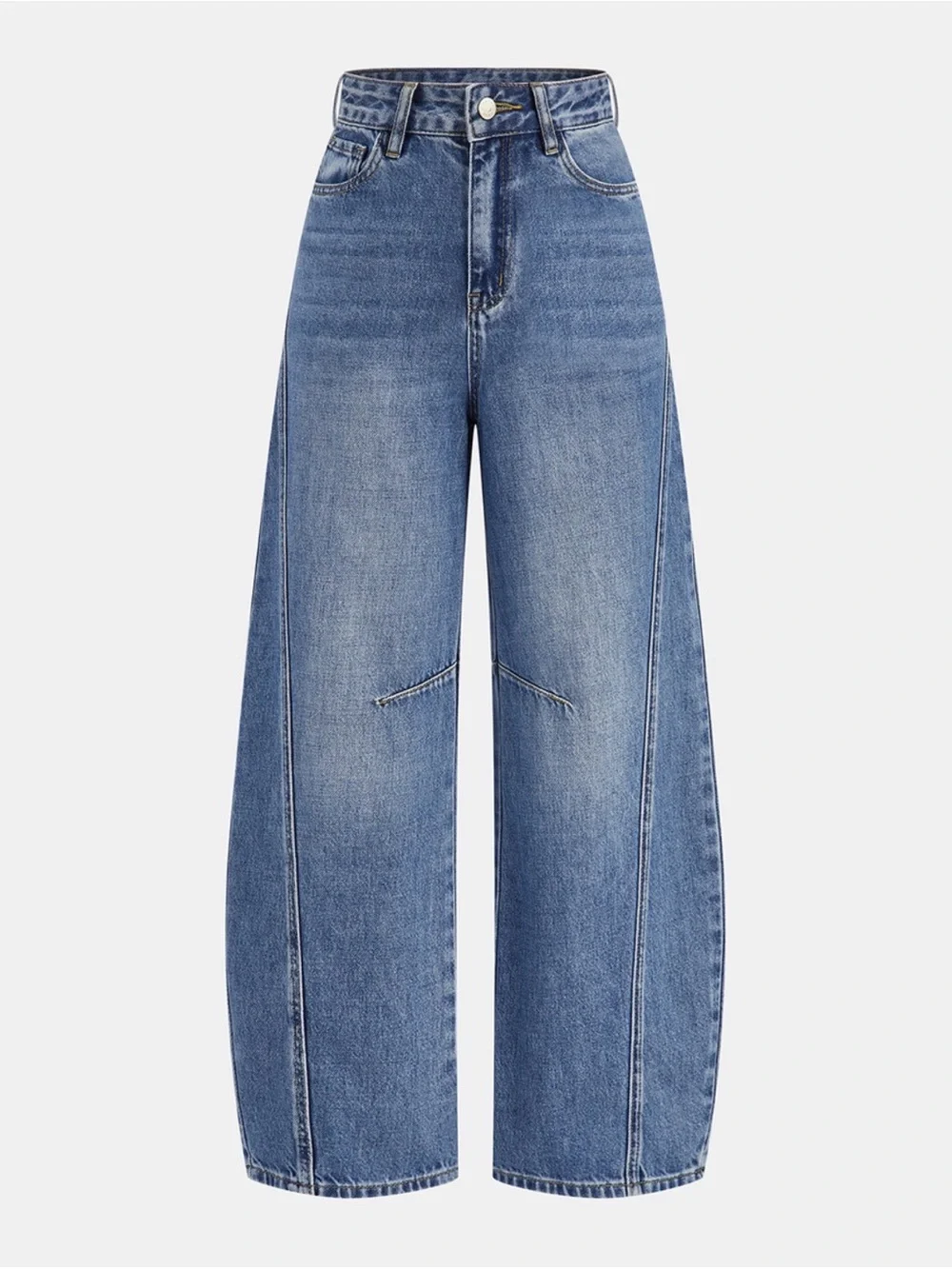 Commense Wide-Leg High-Rise Blue Denim Jeans
